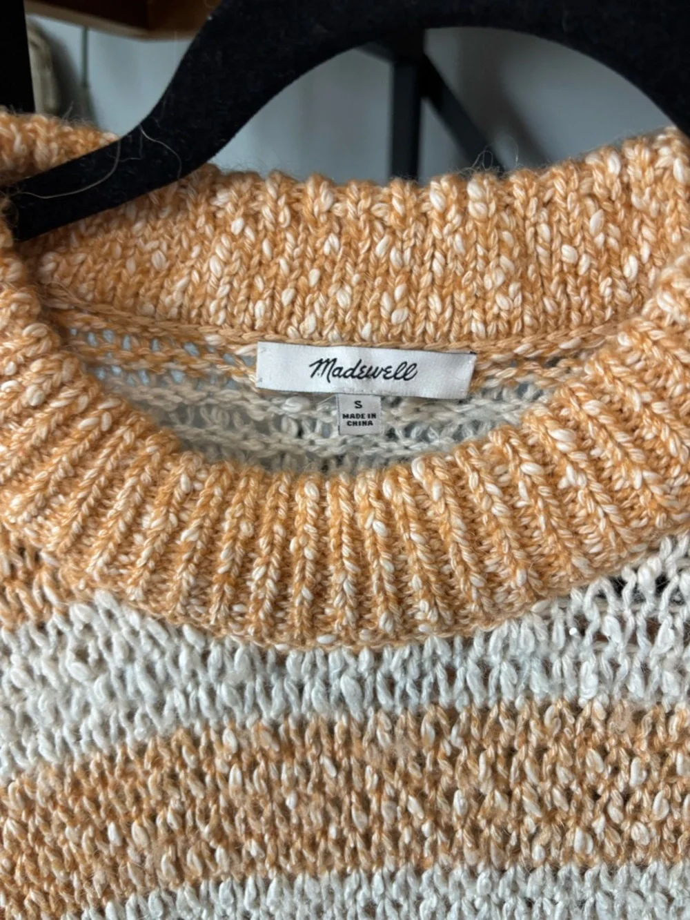 Madewell Baez Pullover Sweater in Caramel Strip | Small - Picture 4 of 6